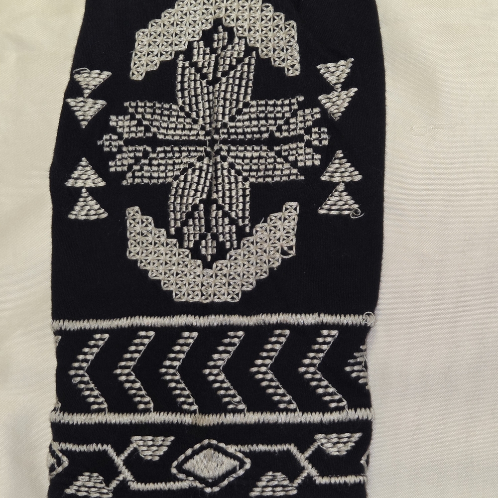 Johnny Was Black and White Embroidered Long Sleeve Top - Picture 6 of 6